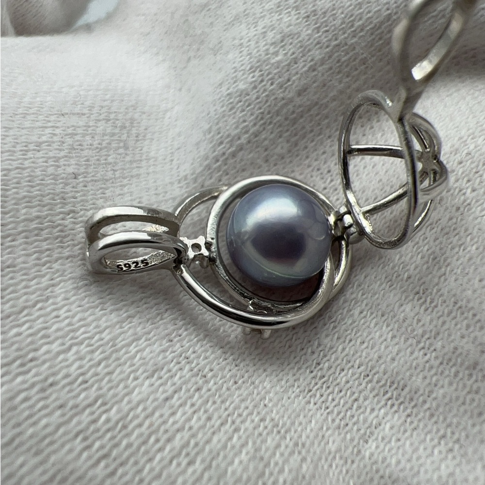 Elegant Sterling Silver Pearl Cage Pendant - Picture 5 of 11